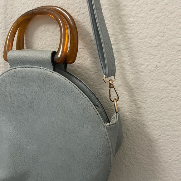 Violet Ray Women's Circle Satchel Handbag - Blue and amber lucite handles - Picture 4 of 8